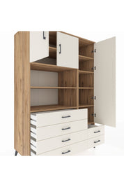 Kronos Dolap 9 Raflı 6 Çekmeceli 3 Kapaklı 132x59x195 Çam-Aytaşı/Aytaşı