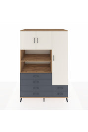 Kronos Dolap 9 Raflı 6 Çekmeceli 3 Kapaklı 132x59x195 Çam-Aytaşı/Antrasit