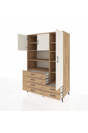 Kronos Dolap 9 Raflı 6 Çekmeceli 3 Kapaklı 132x59x195 Çam-Aytaşı/Çam