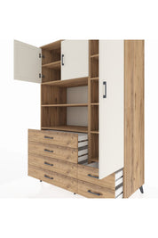 Kronos Dolap 9 Raflı 6 Çekmeceli 3 Kapaklı 132x59x195 Çam-Aytaşı/Çam