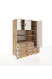 Kronos Dolap 9 Raflı 6 Çekmeceli 3 Kapaklı 132x59x195 Çam-Aytaşı/Çam