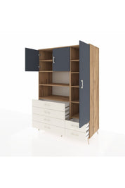 Kronos Dolap 9 Raflı 6 Çekmeceli 3 Kapaklı 132x59x195 Çam-Antrasit/Aytaşı