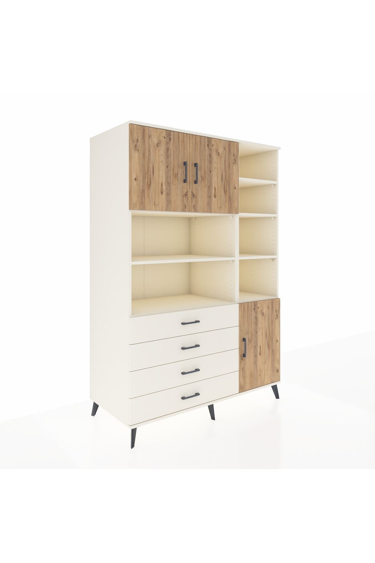 Kronos Dolap 9 Raflı 4 Çekmeceli 3 Kapaklı 132x59x195 Aytaşı-Çam/Aytaşı