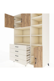 Kronos Dolap 9 Raflı 4 Çekmeceli 3 Kapaklı 132x59x195 Aytaşı-Çam/Aytaşı