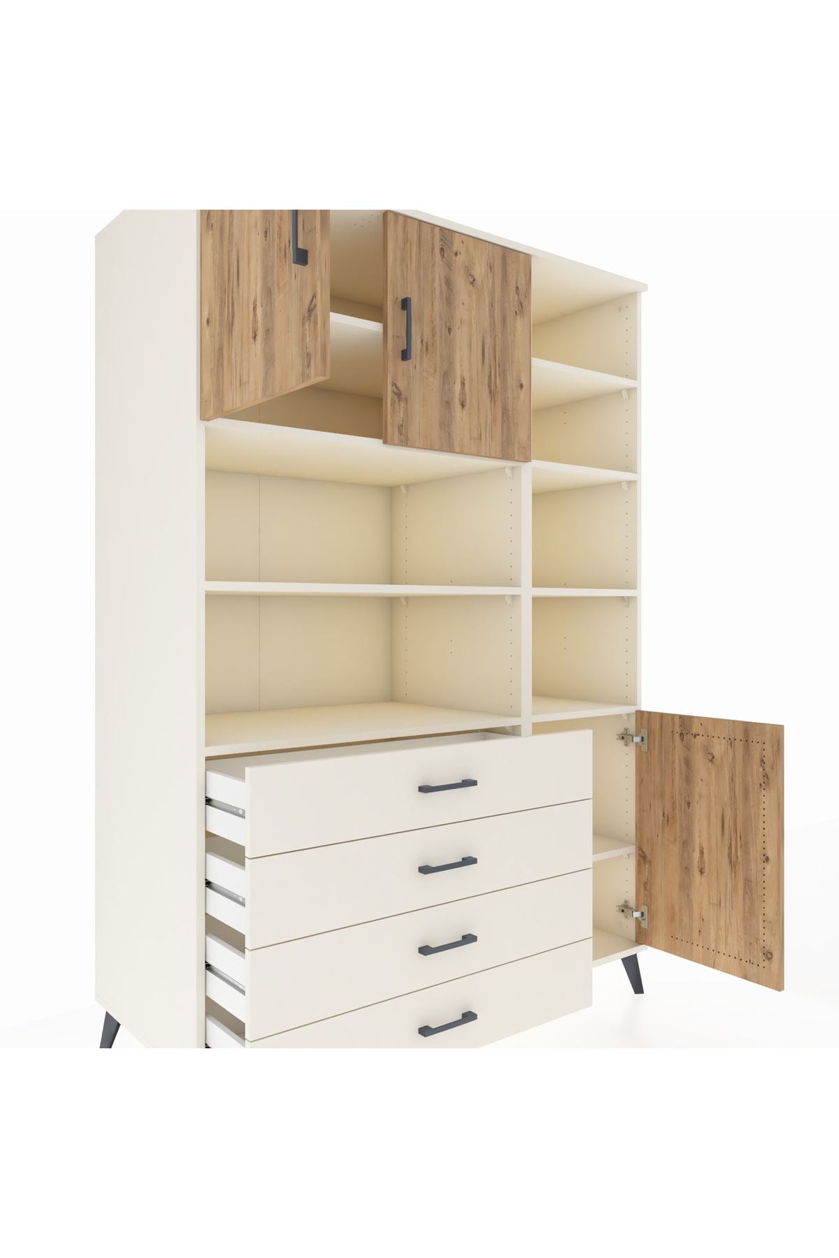 Kronos Dolap 9 Raflı 4 Çekmeceli 3 Kapaklı 132x59x195 Aytaşı-Çam/Aytaşı