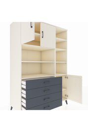 Kronos Dolap 9 Raflı 4 Çekmeceli 3 Kapaklı 132x59x195 Aytaşı-Aytaşı/Antrasit