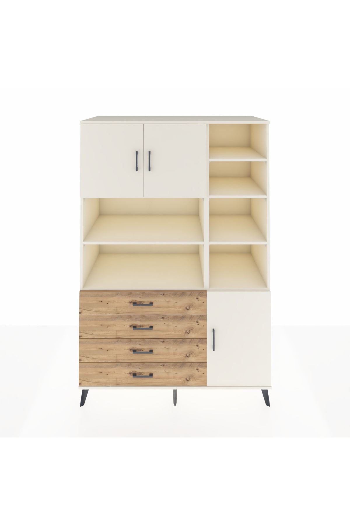 Kronos Dolap 9 Raflı 4 Çekmeceli 3 Kapaklı 132x59x195 Aytaşı-Aytaşı/Çam