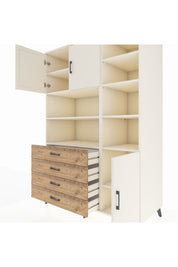 Kronos Dolap 9 Raflı 4 Çekmeceli 3 Kapaklı 132x59x195 Aytaşı-Aytaşı/Çam