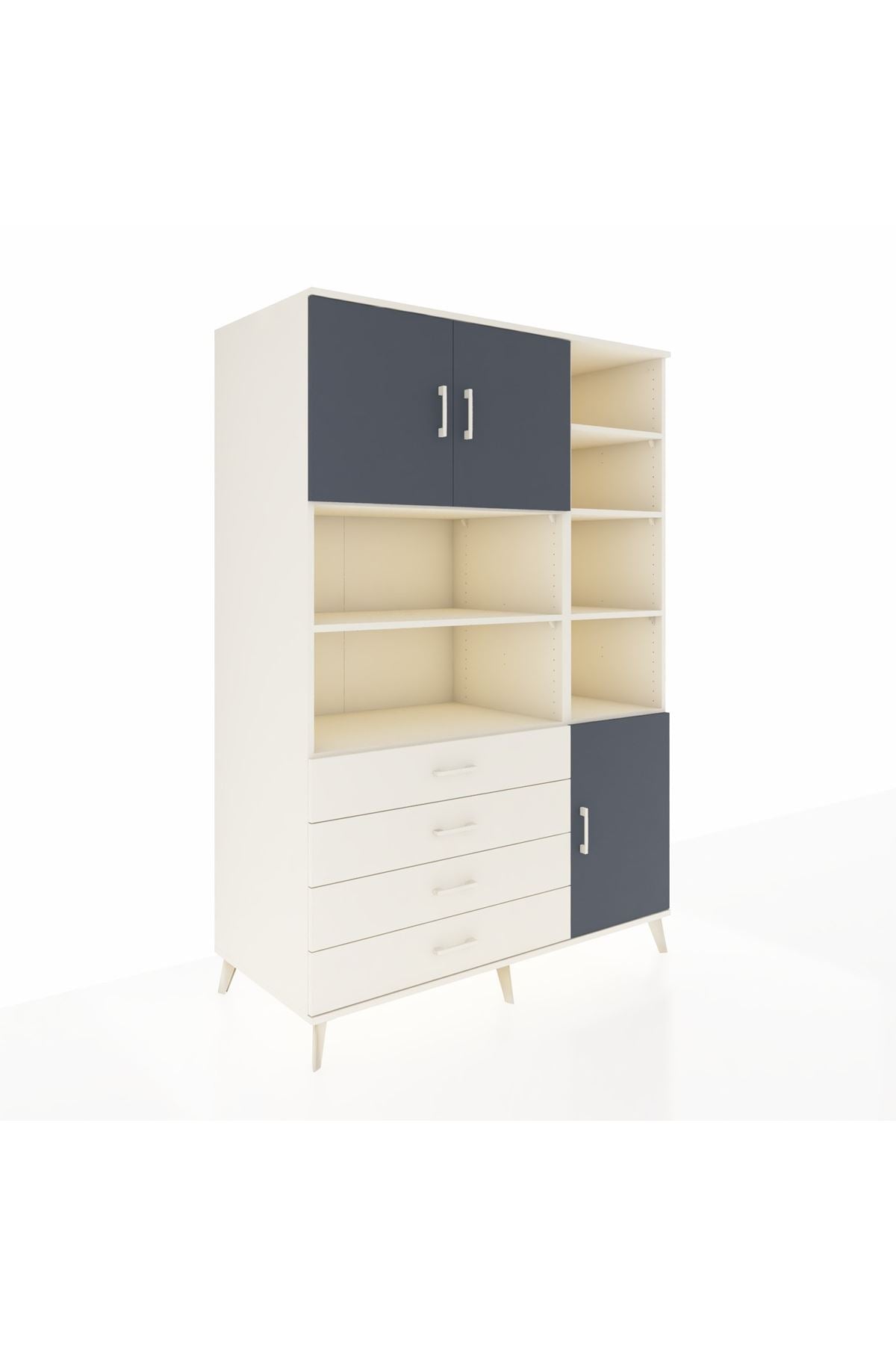 Kronos Dolap 9 Raflı 4 Çekmeceli 3 Kapaklı 132x59x195 Aytaşı-Antrasit/Aytaşı