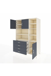 Kronos Dolap 9 Raflı 4 Çekmeceli 3 Kapaklı 132x59x195 Aytaşı-Antrasit/Antrasit