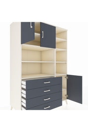 Kronos Dolap 9 Raflı 4 Çekmeceli 3 Kapaklı 132x59x195 Aytaşı-Antrasit/Antrasit