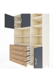 Kronos Dolap 9 Raflı 4 Çekmeceli 3 Kapaklı 132x59x195 Aytaşı-Antrasit/Çam