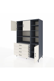 Kronos Dolap 9 Raflı 4 Çekmeceli 3 Kapaklı 132x59x195 Antrasit-Aytaşı/Aytaşı