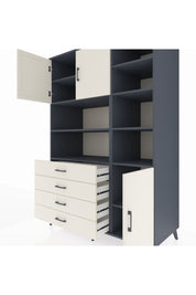 Kronos Dolap 9 Raflı 4 Çekmeceli 3 Kapaklı 132x59x195 Antrasit-Aytaşı/Aytaşı