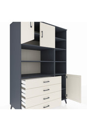 Kronos Dolap 9 Raflı 4 Çekmeceli 3 Kapaklı 132x59x195 Antrasit-Aytaşı/Aytaşı
