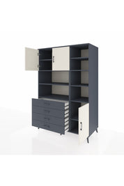 Kronos Dolap 9 Raflı 4 Çekmeceli 3 Kapaklı 132x59x195 Antrasit-Aytaşı/Antrasit