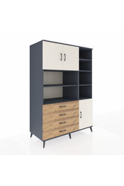 Kronos Dolap 9 Raflı 4 Çekmeceli 3 Kapaklı 132x59x195 Antrasit-Aytaşı/Çam