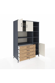 Kronos Dolap 9 Raflı 4 Çekmeceli 3 Kapaklı 132x59x195 Antrasit-Aytaşı/Çam