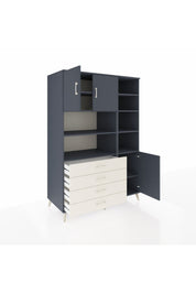Kronos Dolap 9 Raflı 4 Çekmeceli 3 Kapaklı 132x59x195 Antrasit-Antrasit/Aytaşı