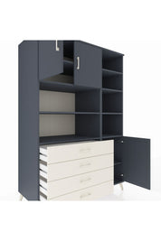 Kronos Dolap 9 Raflı 4 Çekmeceli 3 Kapaklı 132x59x195 Antrasit-Antrasit/Aytaşı