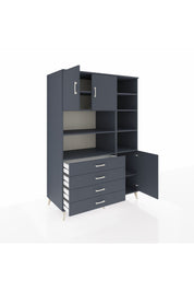 Kronos Dolap 9 Raflı 4 Çekmeceli 3 Kapaklı 132x59x195 Antrasit-Antrasit/Antrasit