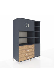 Kronos Dolap 9 Raflı 4 Çekmeceli 3 Kapaklı 132x59x195 Antrasit-Antrasit/Çam