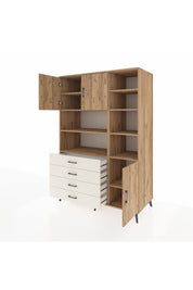 Kronos Dolap 9 Raflı 4 Çekmeceli 3 Kapaklı 132x59x195 Çam-Çam/Aytaşı