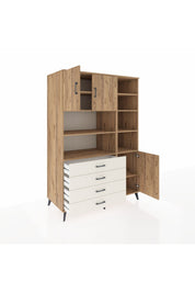 Kronos Dolap 9 Raflı 4 Çekmeceli 3 Kapaklı 132x59x195 Çam-Çam/Aytaşı