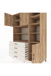 Kronos Dolap 9 Raflı 4 Çekmeceli 3 Kapaklı 132x59x195 Çam-Çam/Aytaşı