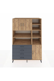 Kronos Dolap 9 Raflı 4 Çekmeceli 3 Kapaklı 132x59x195 Çam-Çam/Antrasit