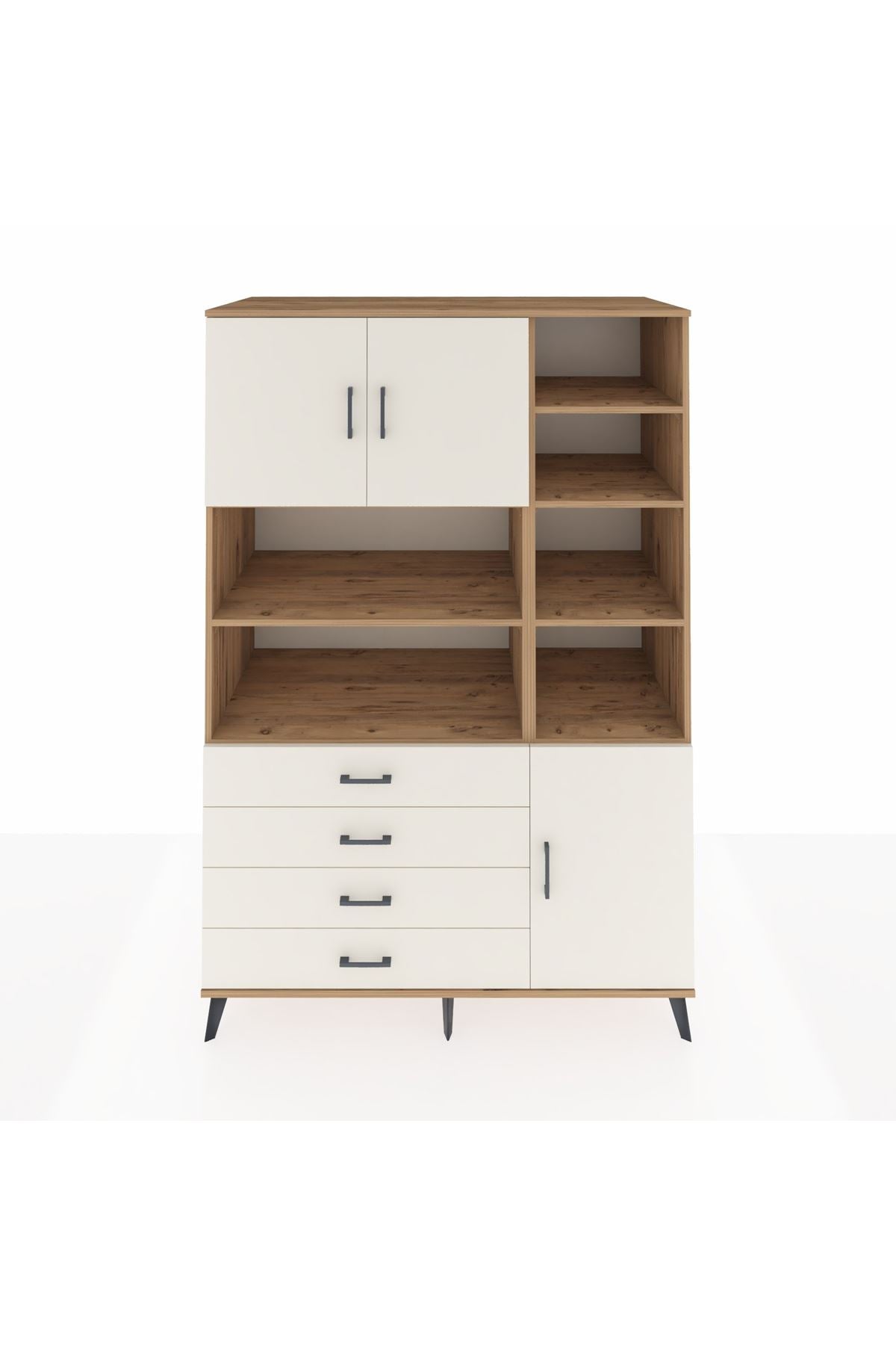 Kronos Dolap 9 Raflı 4 Çekmeceli 3 Kapaklı 132x59x195 Çam-Aytaşı/Aytaşı