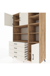 Kronos Dolap 9 Raflı 4 Çekmeceli 3 Kapaklı 132x59x195 Çam-Aytaşı/Aytaşı