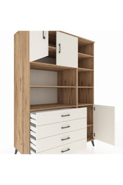 Kronos Dolap 9 Raflı 4 Çekmeceli 3 Kapaklı 132x59x195 Çam-Aytaşı/Aytaşı