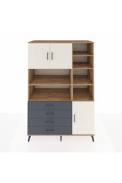 Kronos Dolap 9 Raflı 4 Çekmeceli 3 Kapaklı 132x59x195 Çam-Aytaşı/Antrasit