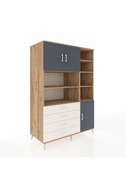 Kronos Dolap 9 Raflı 4 Çekmeceli 3 Kapaklı 132x59x195 Çam-Antrasit/Aytaşı