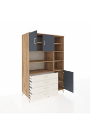 Kronos Dolap 9 Raflı 4 Çekmeceli 3 Kapaklı 132x59x195 Çam-Antrasit/Aytaşı