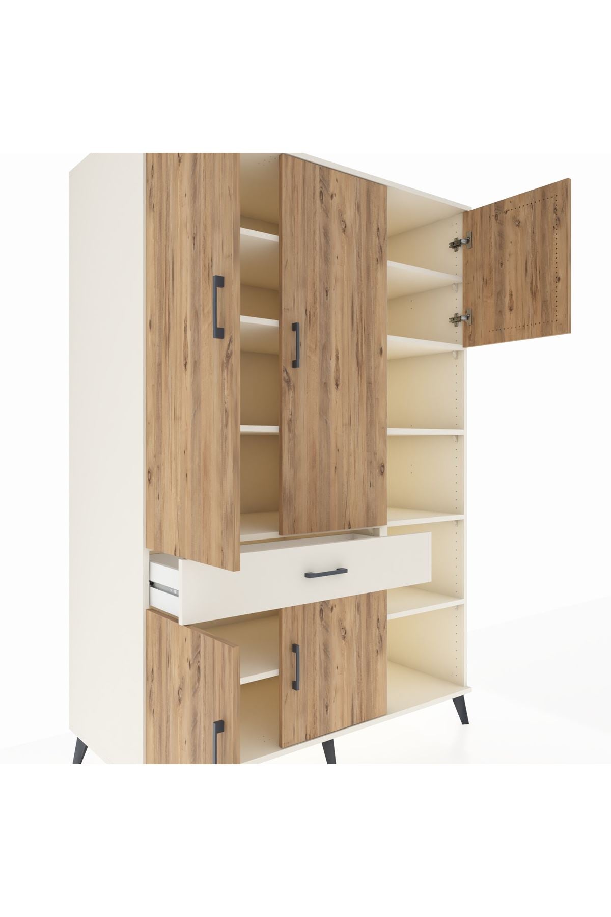 Kronos Dolap 10 Raflı Tek Çekmeceli 5 Kapaklı 132x59x195 Aytaşı-Çam/Aytaşı