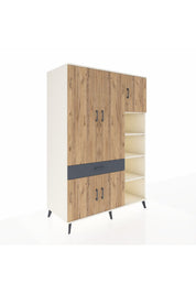 Kronos Dolap 10 Raflı Tek Çekmeceli 5 Kapaklı 132x59x195 Aytaşı-Çam/Antrasit