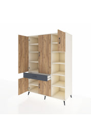 Kronos Dolap 10 Raflı Tek Çekmeceli 5 Kapaklı 132x59x195 Aytaşı-Çam/Antrasit