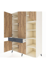 Kronos Dolap 10 Raflı Tek Çekmeceli 5 Kapaklı 132x59x195 Aytaşı-Çam/Antrasit