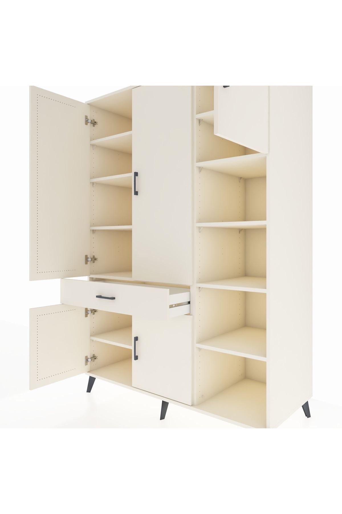 Kronos Dolap 10 Raflı Tek Çekmeceli 5 Kapaklı 132x59x195 Aytaşı-Aytaşı/Aytaşı