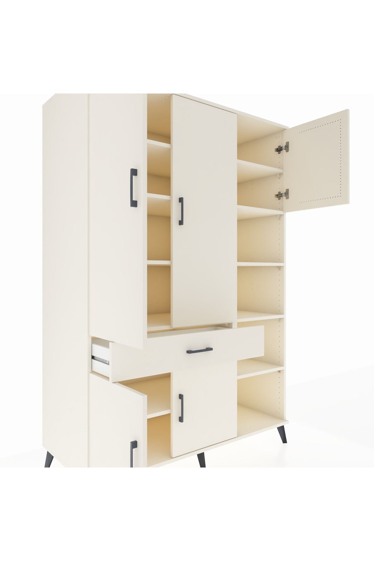 Kronos Dolap 10 Raflı Tek Çekmeceli 5 Kapaklı 132x59x195 Aytaşı-Aytaşı/Aytaşı