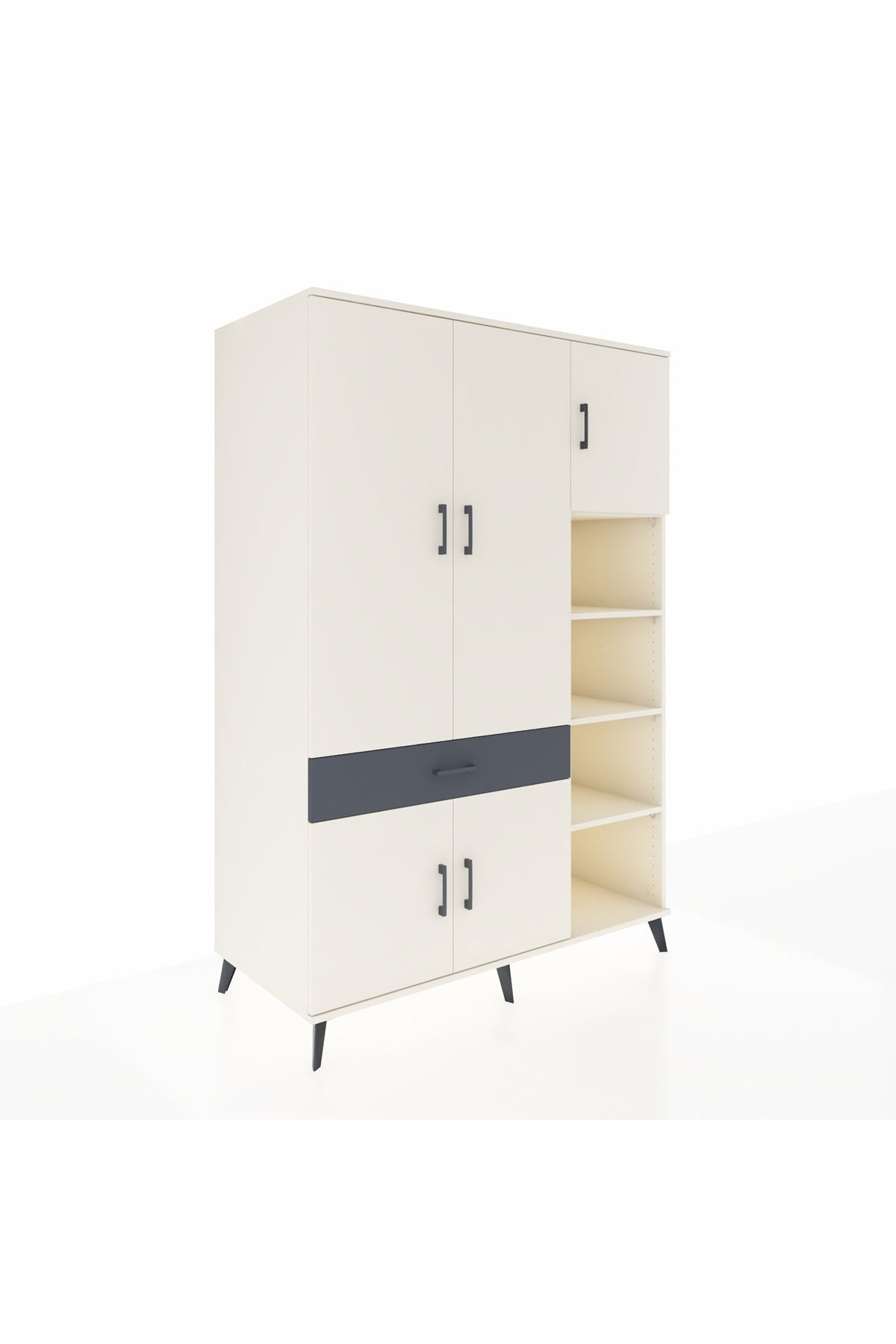 Kronos Dolap 10 Raflı Tek Çekmeceli 5 Kapaklı 132x59x195 Aytaşı-Aytaşı/Antrasit