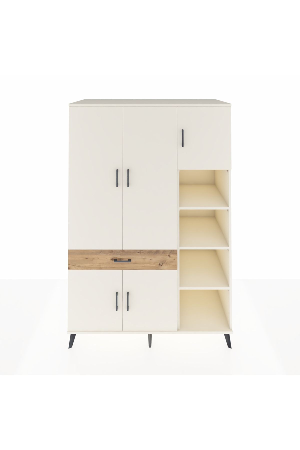 Kronos Dolap 10 Raflı Tek Çekmeceli 5 Kapaklı 132x59x195 Aytaşı-Aytaşı/Çam