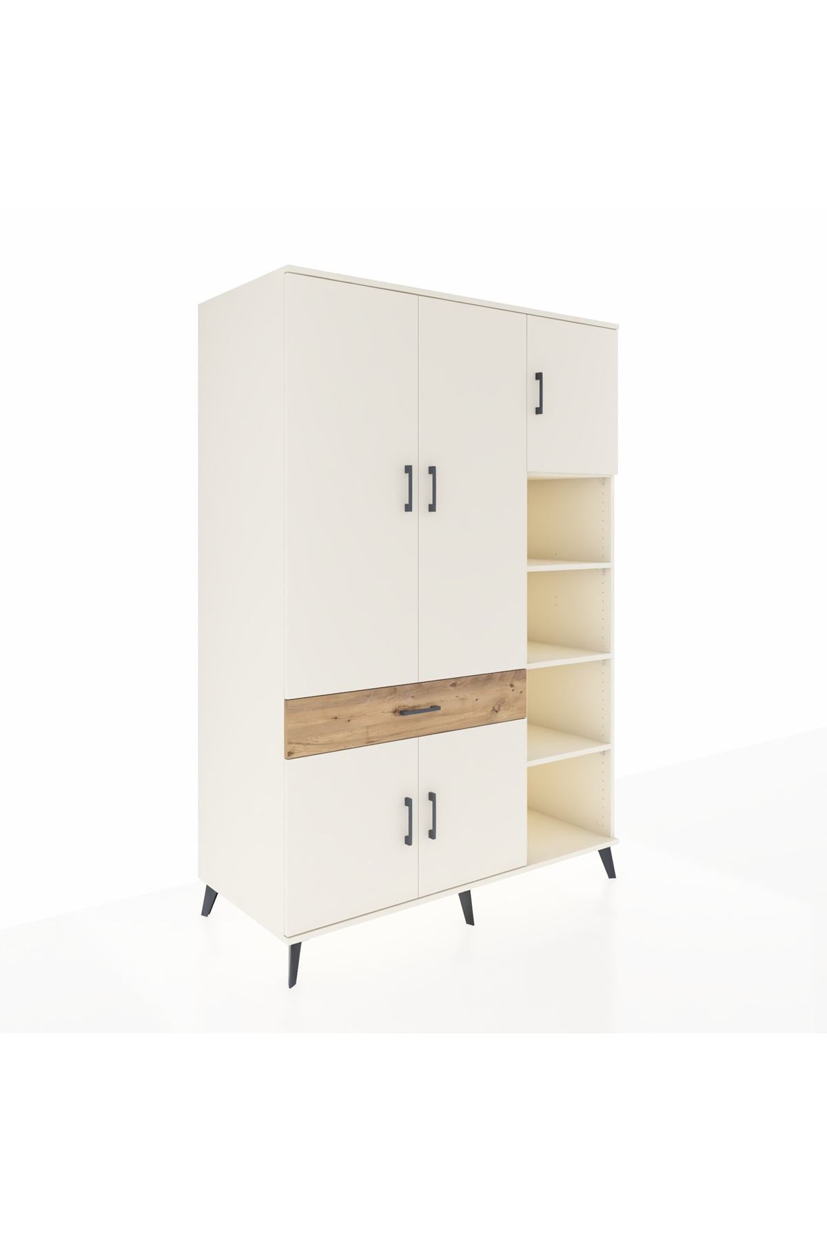 Kronos Dolap 10 Raflı Tek Çekmeceli 5 Kapaklı 132x59x195 Aytaşı-Aytaşı/Çam