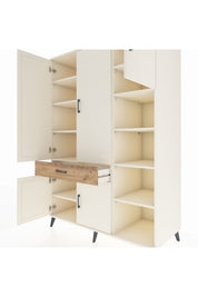 Kronos Dolap 10 Raflı Tek Çekmeceli 5 Kapaklı 132x59x195 Aytaşı-Aytaşı/Çam