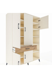 Kronos Dolap 10 Raflı Tek Çekmeceli 5 Kapaklı 132x59x195 Aytaşı-Aytaşı/Çam