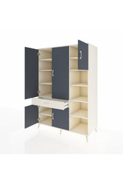 Kronos Dolap 10 Raflı Tek Çekmeceli 5 Kapaklı 132x59x195 Aytaşı-Antrasit/Aytaşı