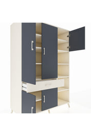 Kronos Dolap 10 Raflı Tek Çekmeceli 5 Kapaklı 132x59x195 Aytaşı-Antrasit/Aytaşı