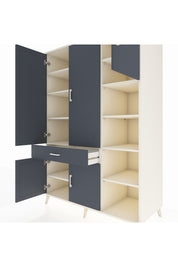 Kronos Dolap 10 Raflı Tek Çekmeceli 5 Kapaklı 132x59x195 Aytaşı-Antrasit/Antrasit